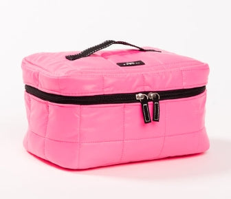 All Aboard Train Case Pop Pink Box Quilted