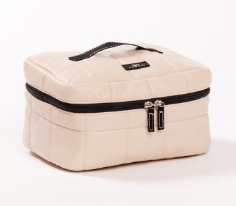 All Aboard Train Case Putty Box Quilted