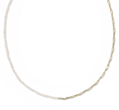 Markie Half Chain Necklace Gold Freshwater Cultured Pearl