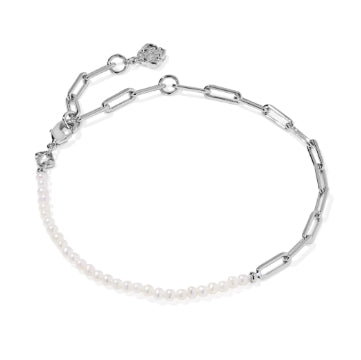 Markie Half Chain Bracelet Silver Freshwater Cultured Pearl