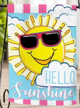 Hello Sunshine Applique House Flag