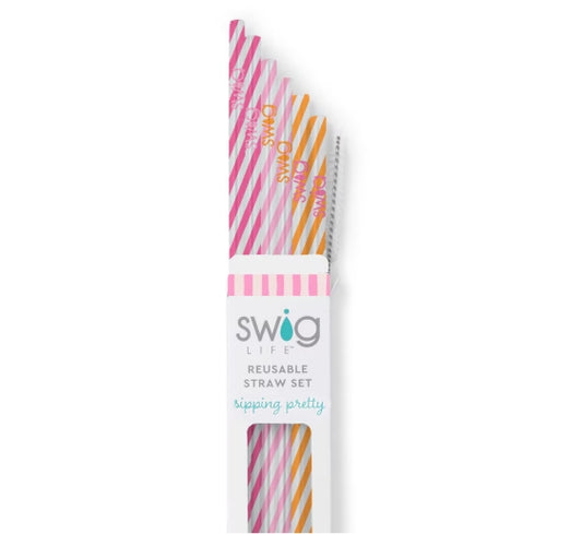 Sherbet Stripe Reusable Straw Set