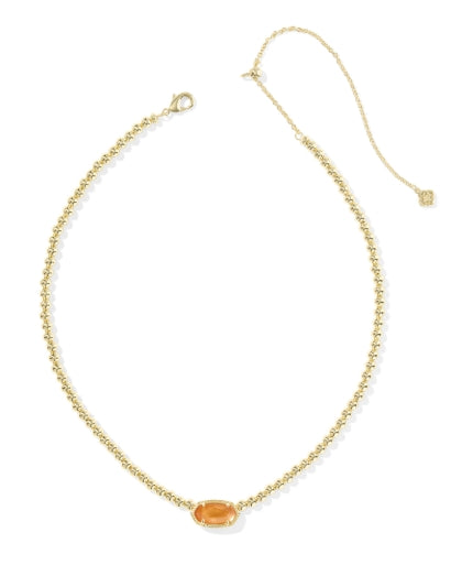 Elisa Beaded Necklace Gold Papaya Mother of Pearl
