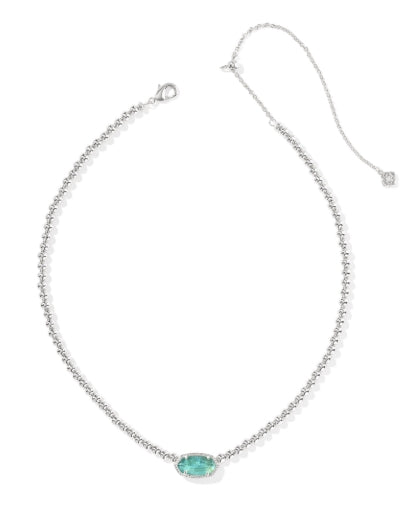 Elisa Beaded Necklace Silver Bright Aqua Illusion