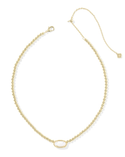 Elisa Beaded Necklace Gold Ivory Mother Of Pearl