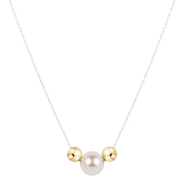 16" NECKLACE MIXED METAL - PURPOSE GOLD PEARL