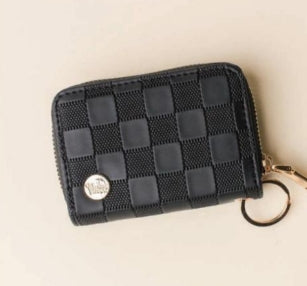 Zip Around Wallet in Black Check