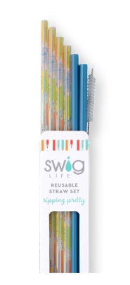 Teacher Life + Blue Reusable Straw Set
