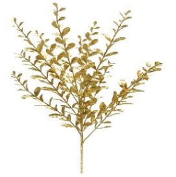 23" Gold Glitter Boxwood Spray