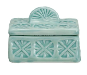 Hand-Painted Debossed Stoneware Salt Cellar