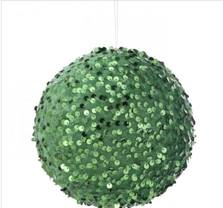 6" Sequin Ball Ornament Green