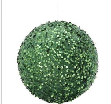 8" Sequin Ball Ornament Green