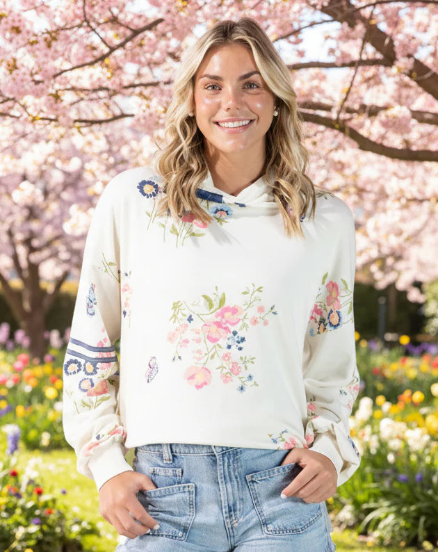 Oversized Floral Hooded Sweatshirt