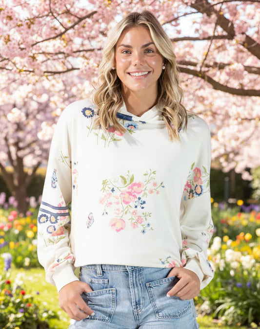 Oversized Floral Hooded Sweatshirt