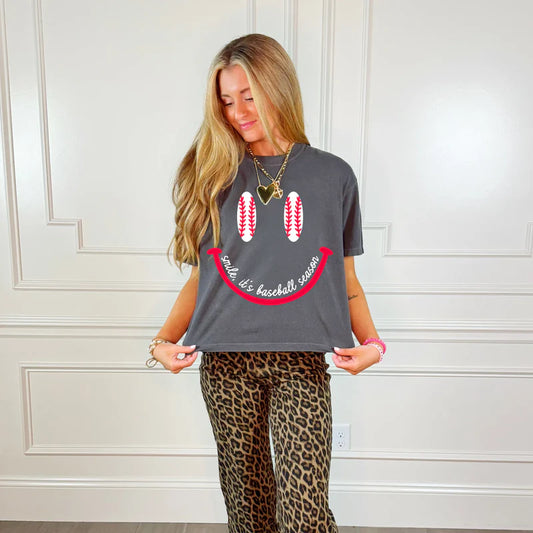 Smile, It's Baseball Season Cropped Tee