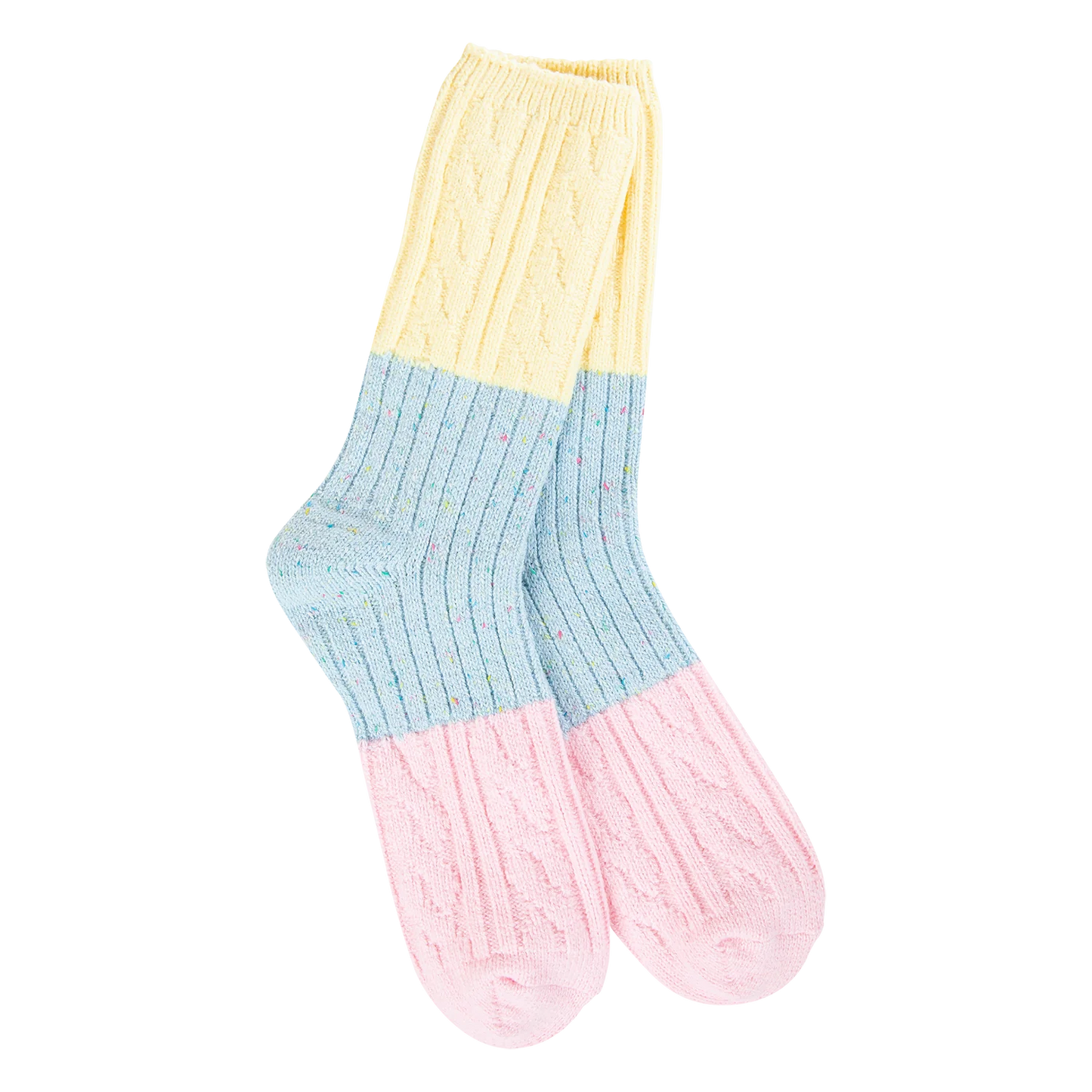 Cable Crew in Multi Confetti Denim