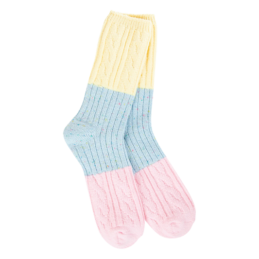 Cable Crew in Multi Confetti Denim