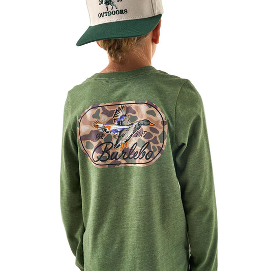 Youth Long Sleeve - Ducks Flying In - Olive