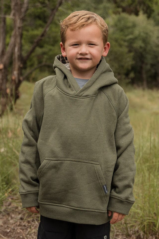 Youth Fleece Hoodie in Heather Olive