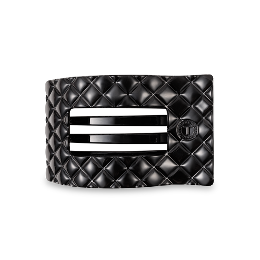 Flat Rectangle Hair Clip | Medium | Jet Black Quilted