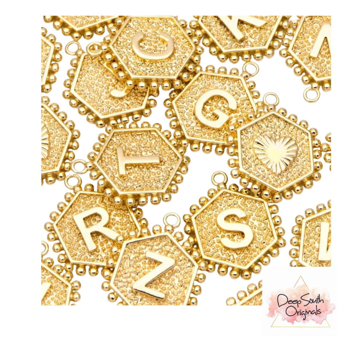 Initial Letter Gold Coin Charms