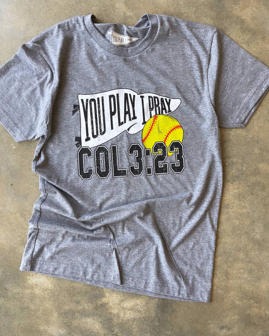 White Flag Softball Tee Softball Mom You Play I Pray