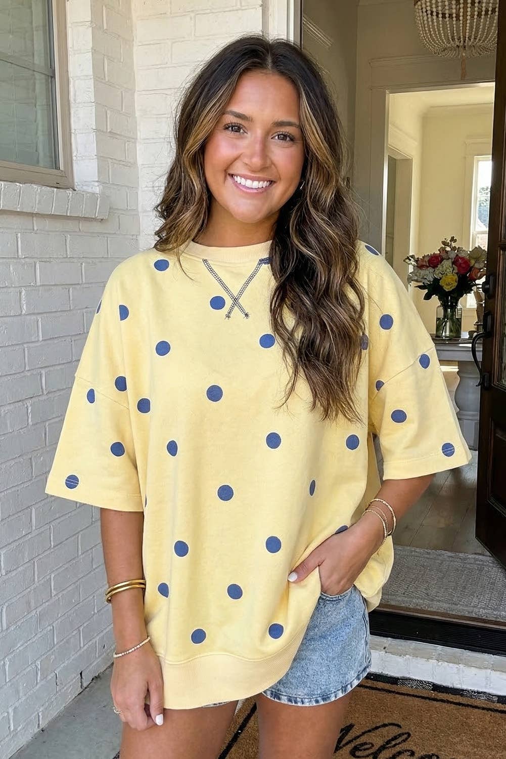 Polka Dot Oversize Blouse: Yellow