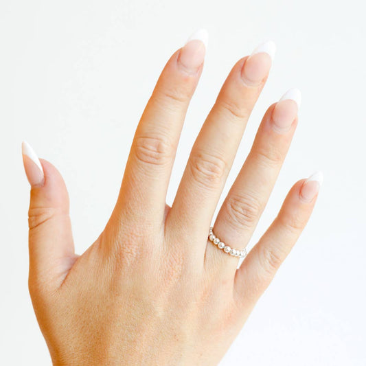 Lauren Beaded Band in Silver: 7/8
