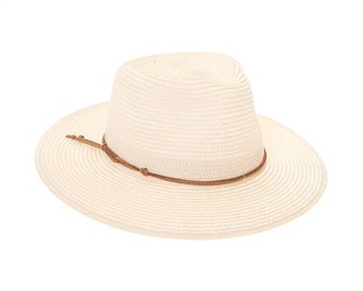 Straw Summer Rancher Hat - Knotted Band Ivory