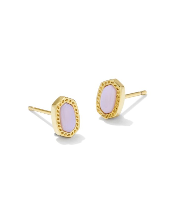 Baby Ellie Stud Earrings in Gold Pink Opalite Crystal