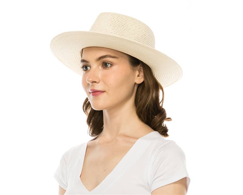 Straw Summer Rancher Hat - Knotted Band Ivory