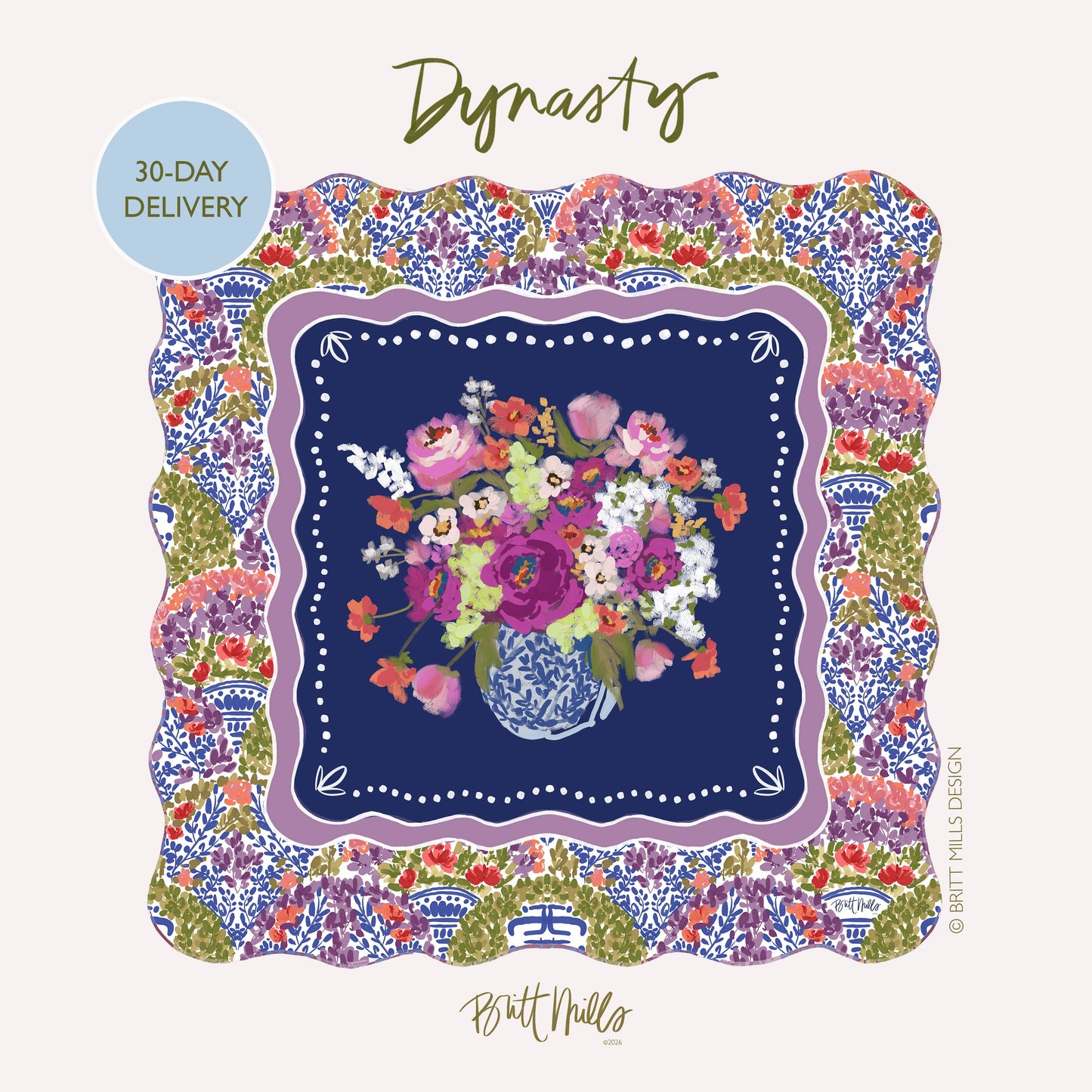 Britt Mills Mahjong Mat - (Non-Neoprene): Dynasty