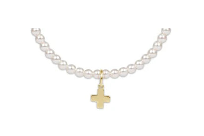 EGIRL CLASSIC PEARL 3MM BEAD  BRACELET - SIGNATURE CROSS  GOLD CHARM