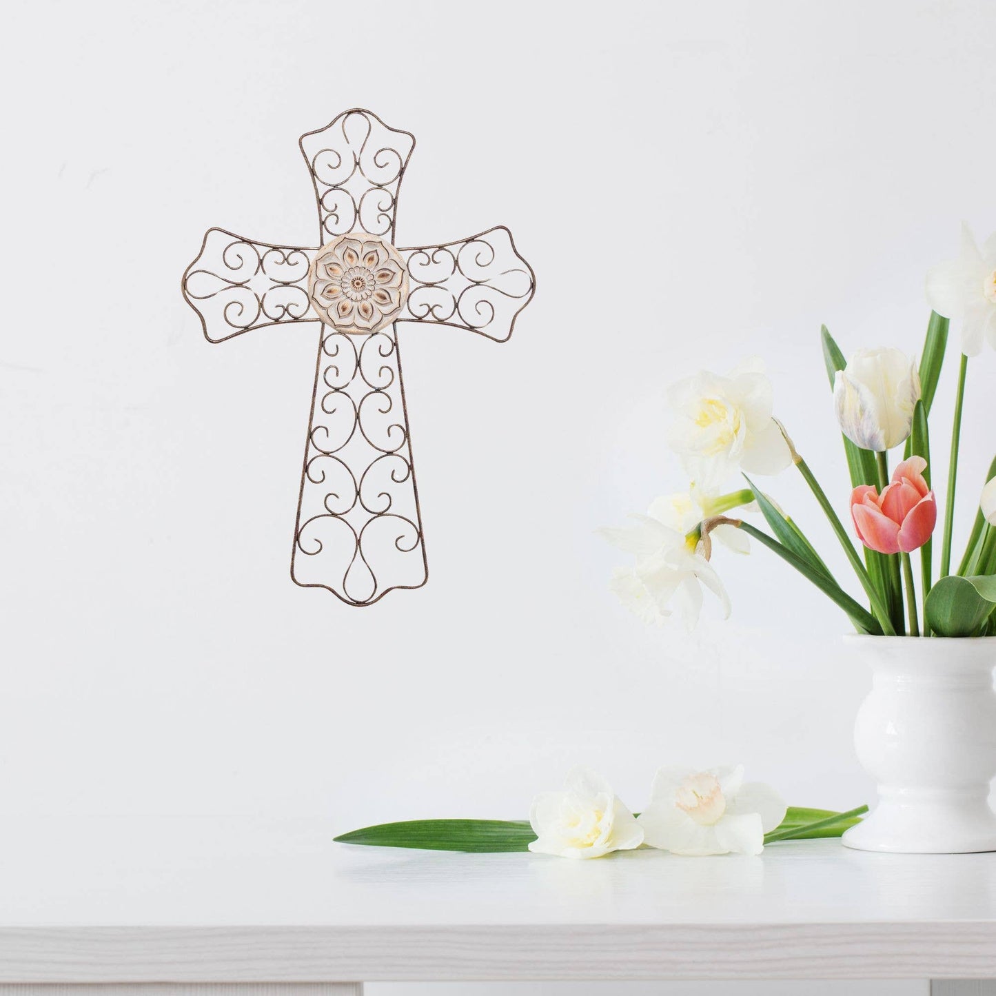 Wall Cross Tapered Rust Metal