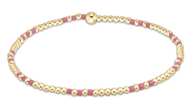 Hope Joy Pattern 2mm Bead Bracelet - Bright Pink