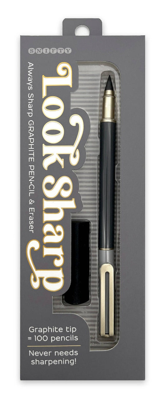 Look Sharp Pencil & Eraser Set in Gray