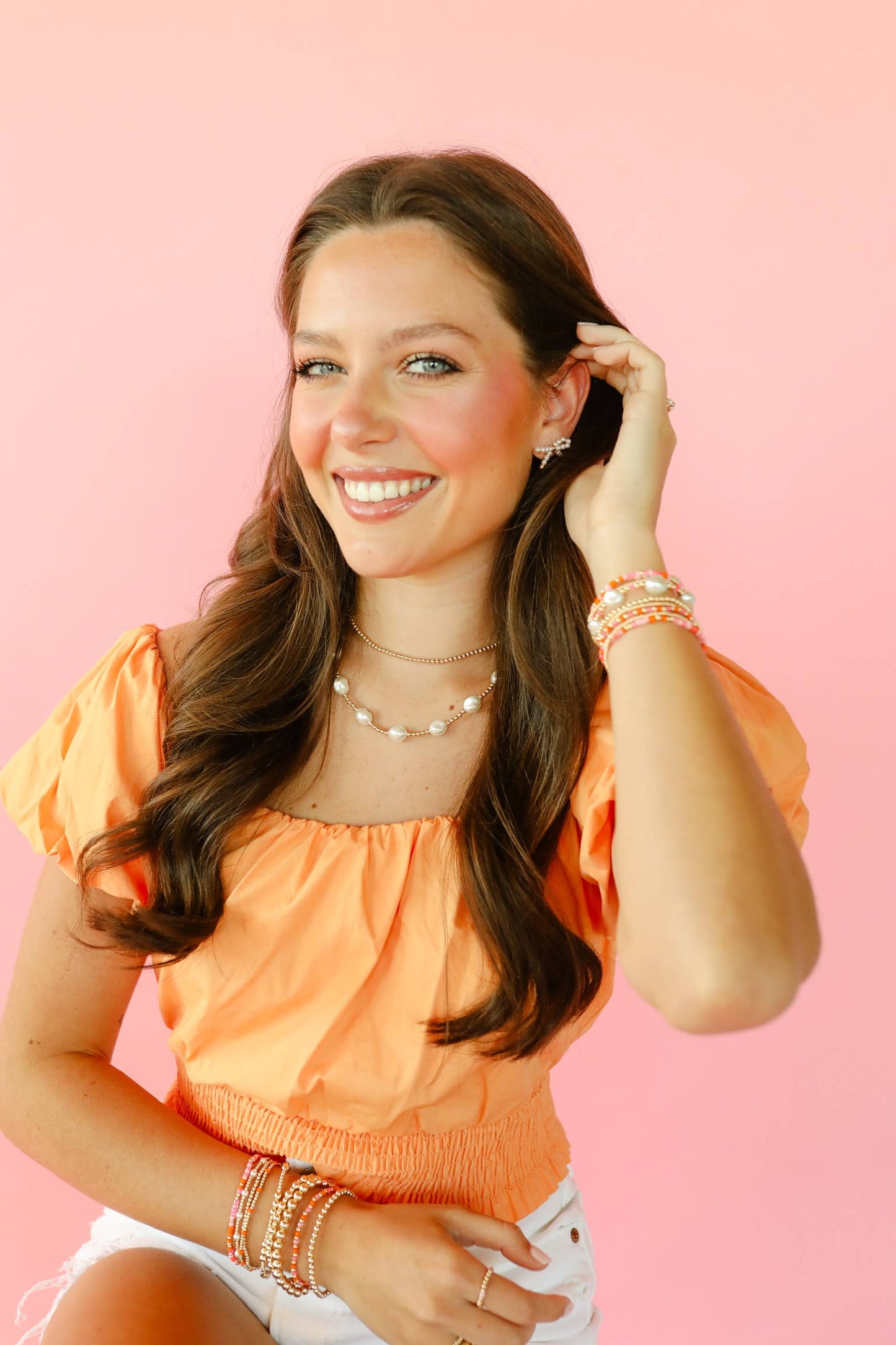Hot Pink and Orange Demi Bracelet: Standard 6.75 inch