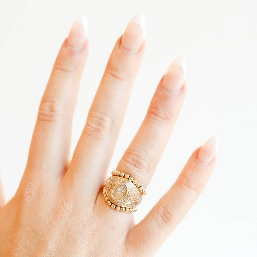 Ella Beaded Band Ring in Gold: 5/6