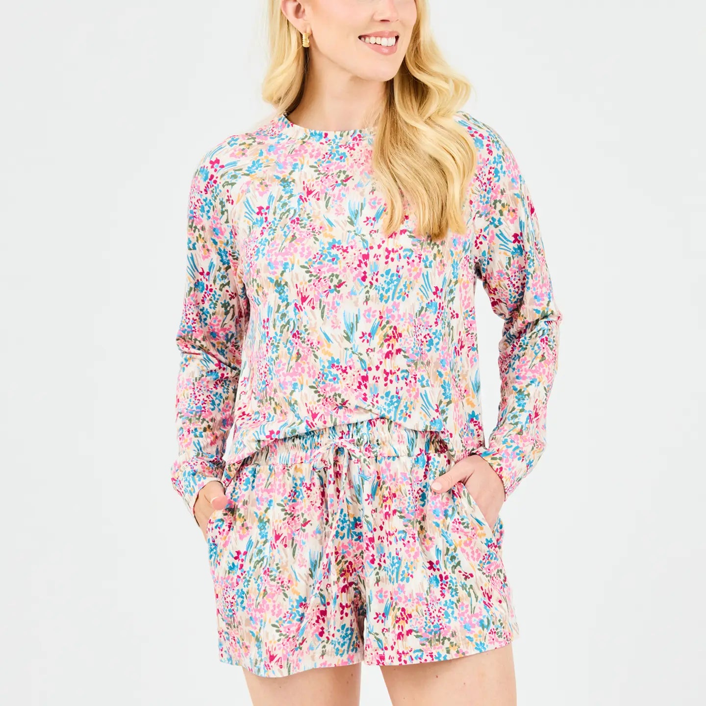 Annie Autumn Meadow Pink Pajama Short Set