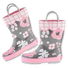 Kids Charcoal Floral Rain Boot