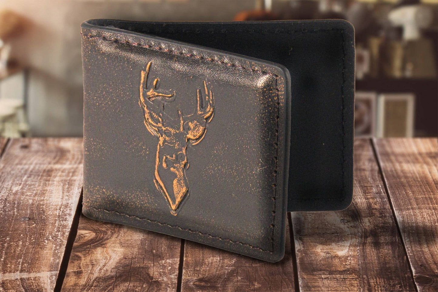 Buck Burnished Leather Money Clip