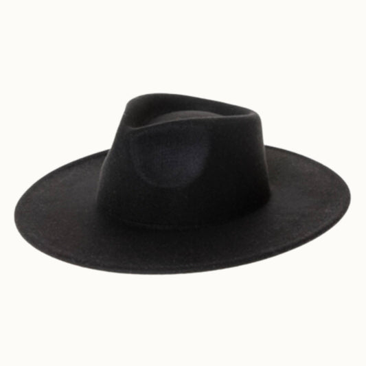 Youth Children's Vegan Felt Rancher Hat, Adjustable: Black