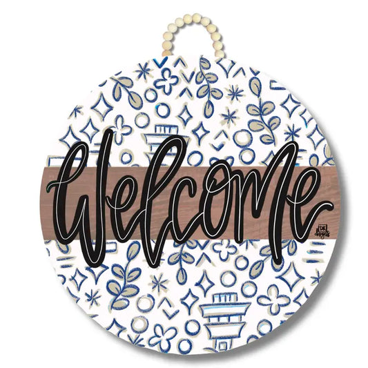 Mocha Chinoiserie Welcome Doorhanger