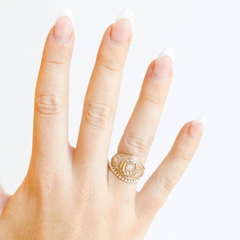 Lexi Beaded Band in Silver: 7/8