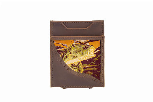Bass Men's Magnetic Front Pocket Woven Patch Leather Wallet.