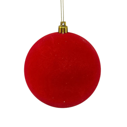Plastic Flocked Ball Ornament Red