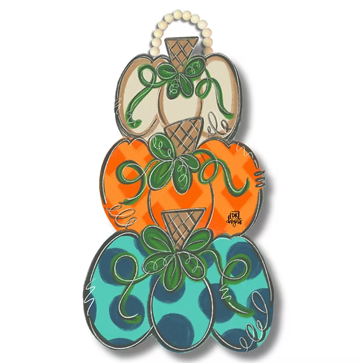 Blue Pumpkin Stack Doorhanger