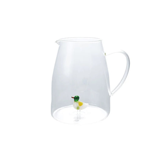 2 Quart Glass Pitcher with Hand-Blown Duck