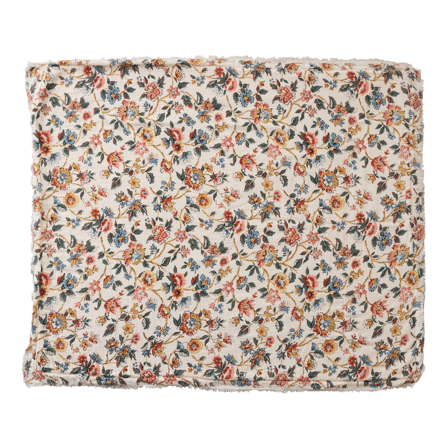 Floral Throw With Sherpa and Fringe