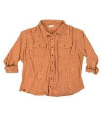 Waffle Button Up Top Camel